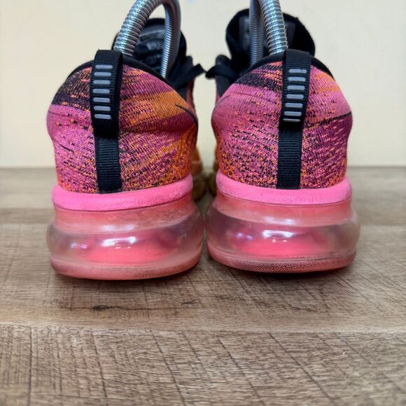 Womens Nike Flyknit Air Max Running Shoes Size 7.5 Pink Orange Black 620659-800 - Picture 2 of 7